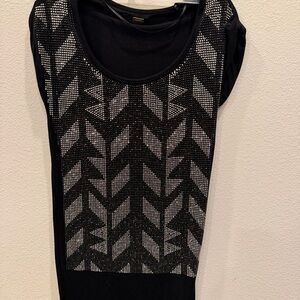Chic Black and Silver Patterned Women's mini dress/top